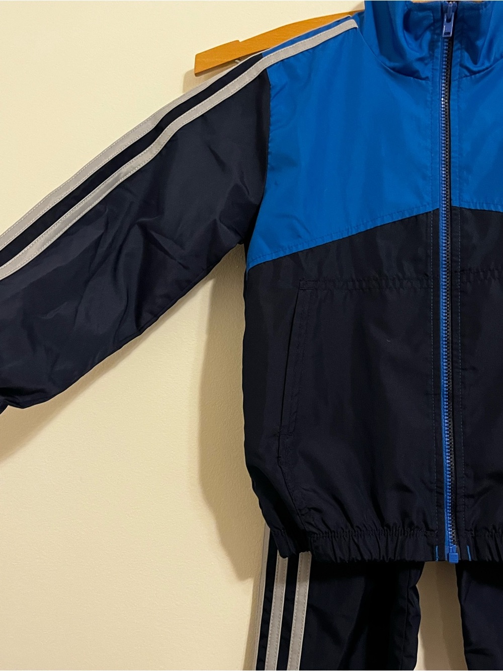 Adidas Track Suit Matching Set Navy Blue Full Zip Jacket Pants Toddler Boys 3T - Picture 3 of 7